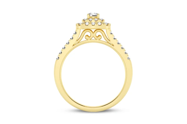 0.50ctw Three Layer Square- Diamond Engagement Ring - All Natural