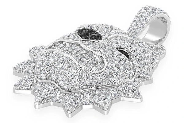 Pitbull Spike Collar Diamond Pendant 14k Solid Gold 3.00ctw
