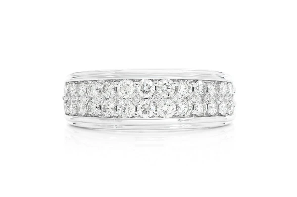 Two Row Diamond Ring 14k Solid Gold 1.50ctw