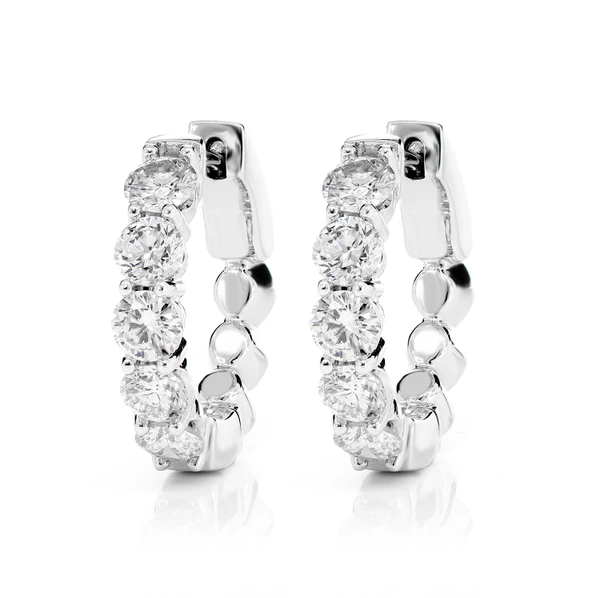 20pt Diamond Hoop Earrings 14k Solid Gold 1.95ctw