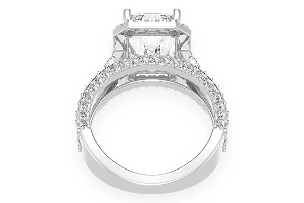 Tripp - 3.00ct Emerald Solitaire - Three Row - Diamond Engagement Ring - All Natural Vs Diamonds