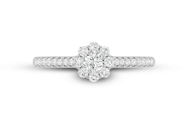 0.50ctw - Floral Halo Cluster - Diamond Engagement Ring - All Natural