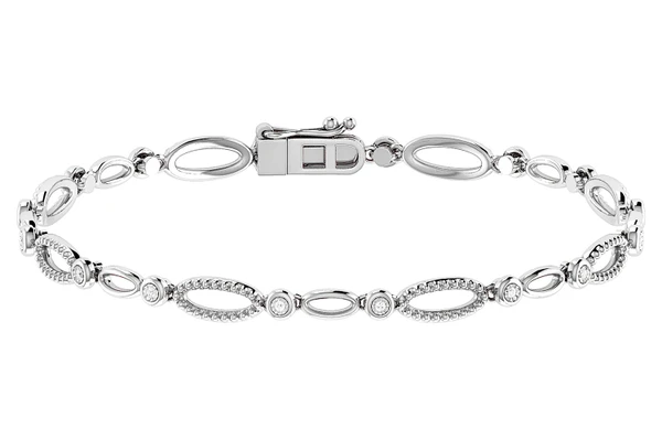 Bezel Set Diamond Oval Beaded Link Bracelet 14k Solid Gold 0.10ctw