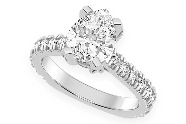 Thinn - 2.00ct Pear Solitaire - Single Row Scallop - Diamond Engagement Ring - All Natural