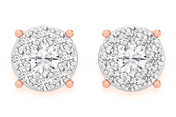 0.50ctw Mosaic Stud Diamond Earrings 14k Solid Gold 