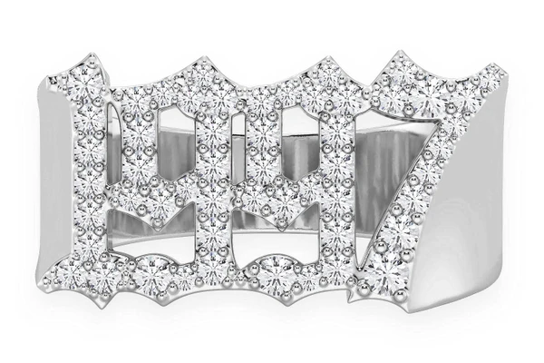 Custom Date Of Birth Diamond Ring 14k Solid Gold 0.60ctw