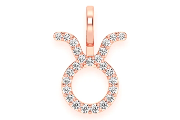Taurus Zodiac Diamond Pendant 14k Solid Gold .10ctw