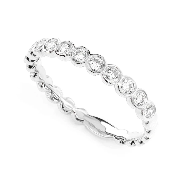 Round Bezel Set Band Ring 14k Solid Gold 0.30ctw