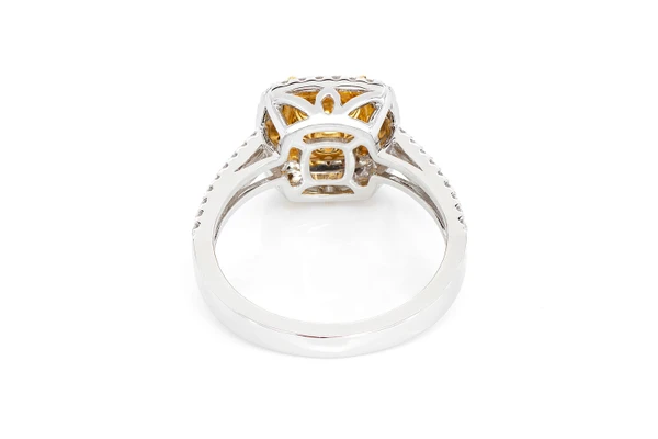 2.00ctw Yellow Diamond Double Halo - Diamond Engagement Ring - All Natural