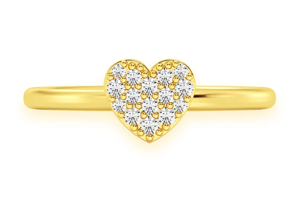 Bubbly Heart Diamond Ring 14k Solid Gold 0.10ctw
