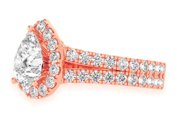 Sphinx - 1.50ct Pear Solitaire - Two Row Split Scallop - Diamond Engagement Ring - All Natural