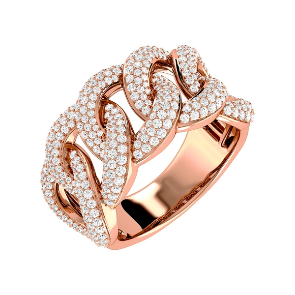 13MM Cuban Link Diamond Ring 14k Solid Gold 2.00ctw