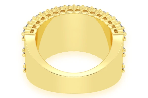 Three Row Baguette Diamond Ring 14k Solid Gold 3.50ctw