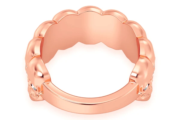 Nine Skulls Diamond Ring 14k Solid Gold 0.40ctw