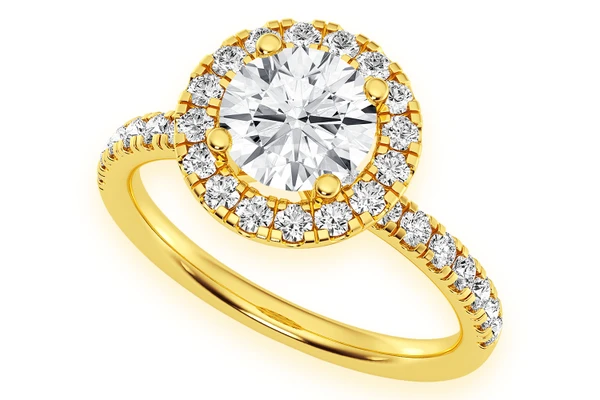 Thav - 1.00ct Round Solitaire - Halo One Row - Diamond Engagement Ring - All Natural