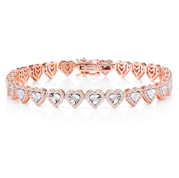 Miracle Set Heart Link Diamond Bracelet Solid Gold 2.75ctw