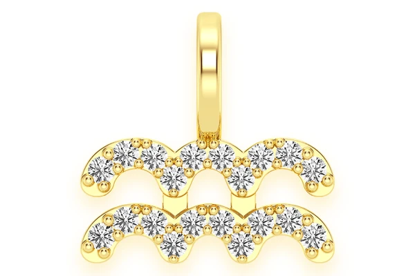 Aquarius Zodiac Diamond Pendant 14k Solid Gold 0.10ctw