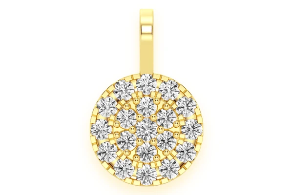 Round Two Tier Halo Diamond Pendant 14k Solid Gold 1.75ctw