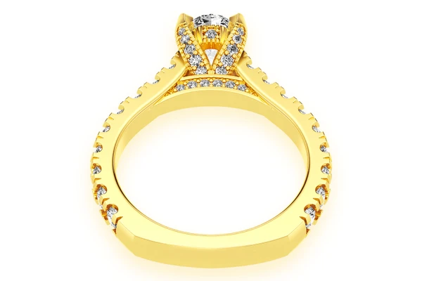 1.00ct Oval Solitaire - Single Row Scallop - Diamond Engagement Ring - All Natural Vs Diamonds