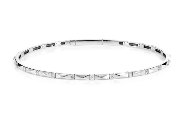 Pointed Rectangle Flex Diamond Bangle Bracelet 14k Solid Gold 0.20ctw