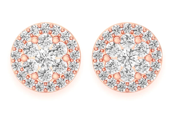 1.00ctw Flower Halo Stud Diamond Earrings 14k Solid Gold