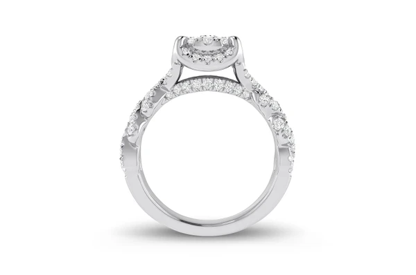 1.25ctw - Round Double Halo Twisted Shank - Diamond Engagement Ring - All Natural