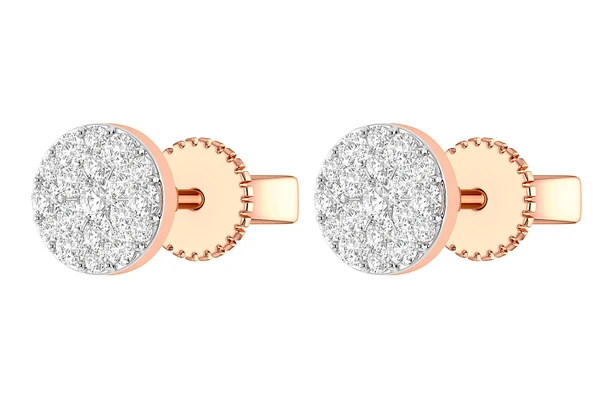 Diamond Disc Cluster Stud Earrings 14k Solid Gold 0.40ctw
