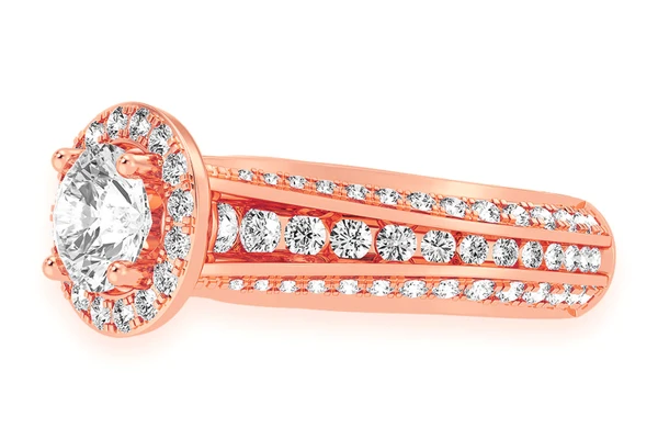 Monst - 1.00ct Round Solitaire - Halo Three Row - Diamond Engagement Ring - All Natural Vs Diamonds