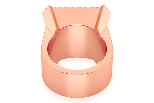 Emerald Shape Signet Diamond Ring 14k Solid Gold 2.30ctw