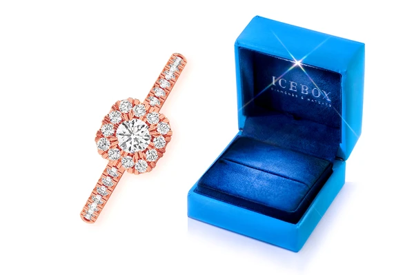 0.50ctw - Single Band Double Layer Square - Diamond Engagement Ring - All Natural