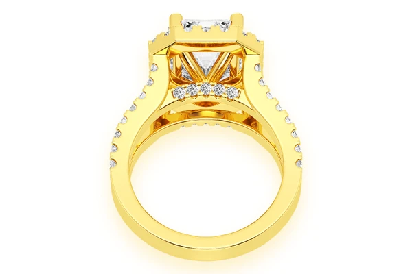 Sphinx - 3.00ct Emerald Solitaire - Two Row Split - Diamond Engagement Ring - All Natural Vs Diamonds