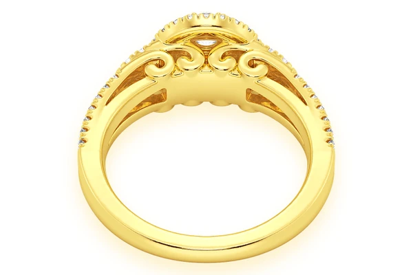 0.75ctw - Round Two Tier Halo - Diamond Engagement Ring - All Natural