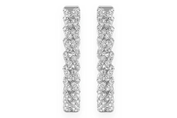 Miami Cuban Link Hoop Diamond Earrings 14k Solid Gold 0.50ctw
