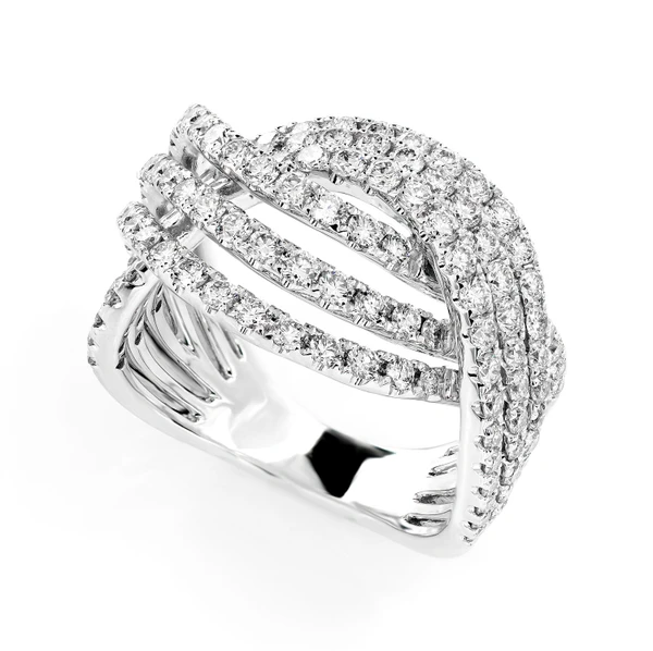 Three Row Diamond Twist Ring 14k Solid Gold 2.05ctw