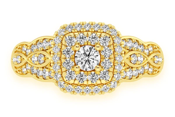 0.75ctw - 3 Layer High Detail - Diamond Engagement Ring - All Natural