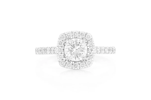0.75ct - Round Solitaire - Cushion Halo - Diamond Engagement Ring - All Natural