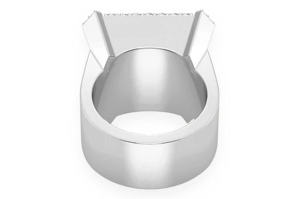 Emerald Shape Signet Diamond Ring 14k Solid Gold 2.30ctw