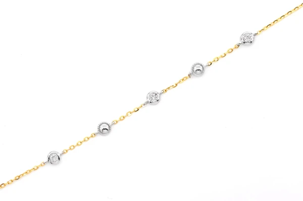 Bead & Bezel Diamond Bracelet 14k Solid Gold 0.05ctw