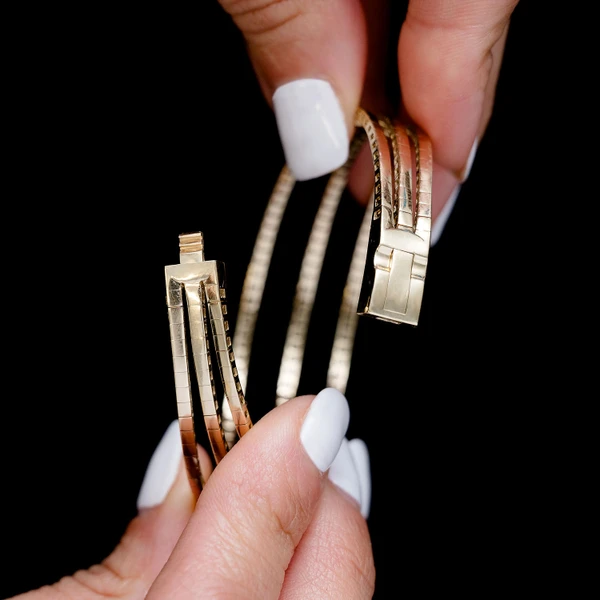 Tri-Split Flex Diamond Bangle Bracelet 14k Solid Gold 3.85ctw