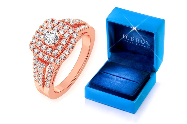 0.75ctw Round Double Halo - Diamond Engagement Ring - All Natural