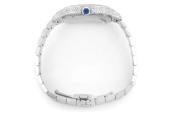 Cartier Santos De Cartier Steel 40MM (4072) - 20.50ctw Fully Iced Out Custom Hebrew Pave Dial