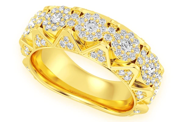 Pyramid Deluxe Diamond Ring 14k Solid Gold 1.30ctw