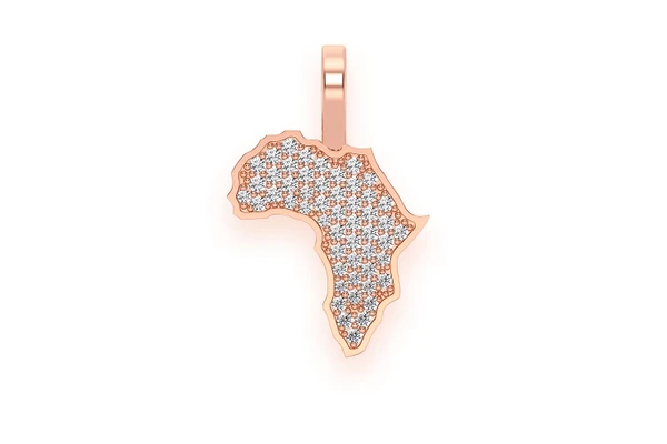 Africa Diamond Pendant 14k Solid Gold 0.25ctw