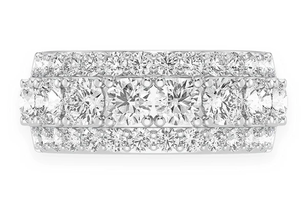 Three Row Diamond Band 14k Solid Gold 3.75ctw