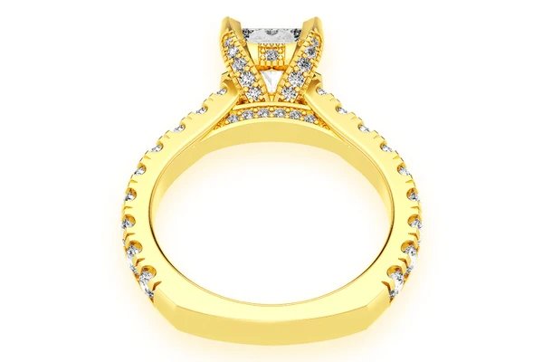 Thinn - 1.00ct Princess Solitaire - Single Row Scallop - Diamond Engagement Ring - All Natural Vs Diamonds