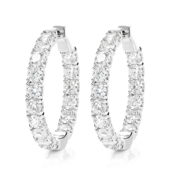 25pt Diamond Inside Outside Hoop Earrings 14k Solid Gold 10.00ctw 