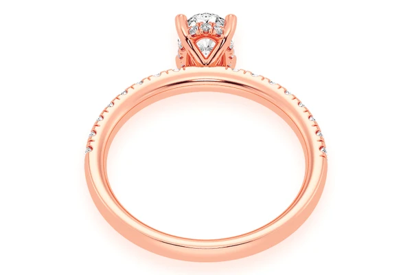 Thinn - 0.75ct Oval Solitaire - One Row Under Halo - Diamond Engagement Ring - All Natural