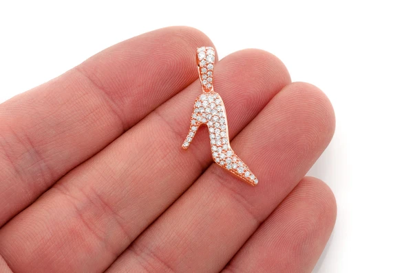 High Heel Diamond Pendant 14k Solid Gold 0.66ctw