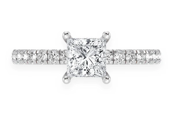 Thinn - 0.75ct Princess Solitaire - One Row Under Halo - Diamond Engagement Ring - All Natural