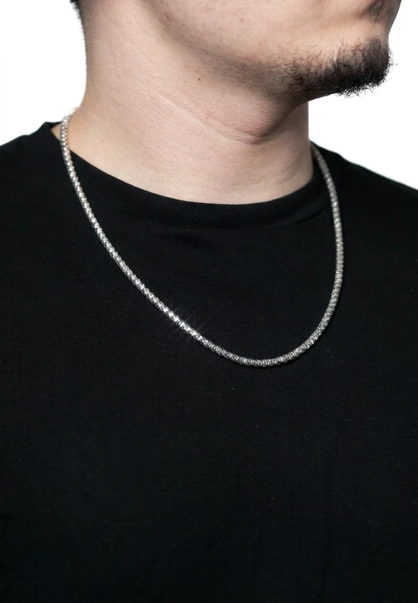 4MM Sterling Silver Rounded Jenga Chain